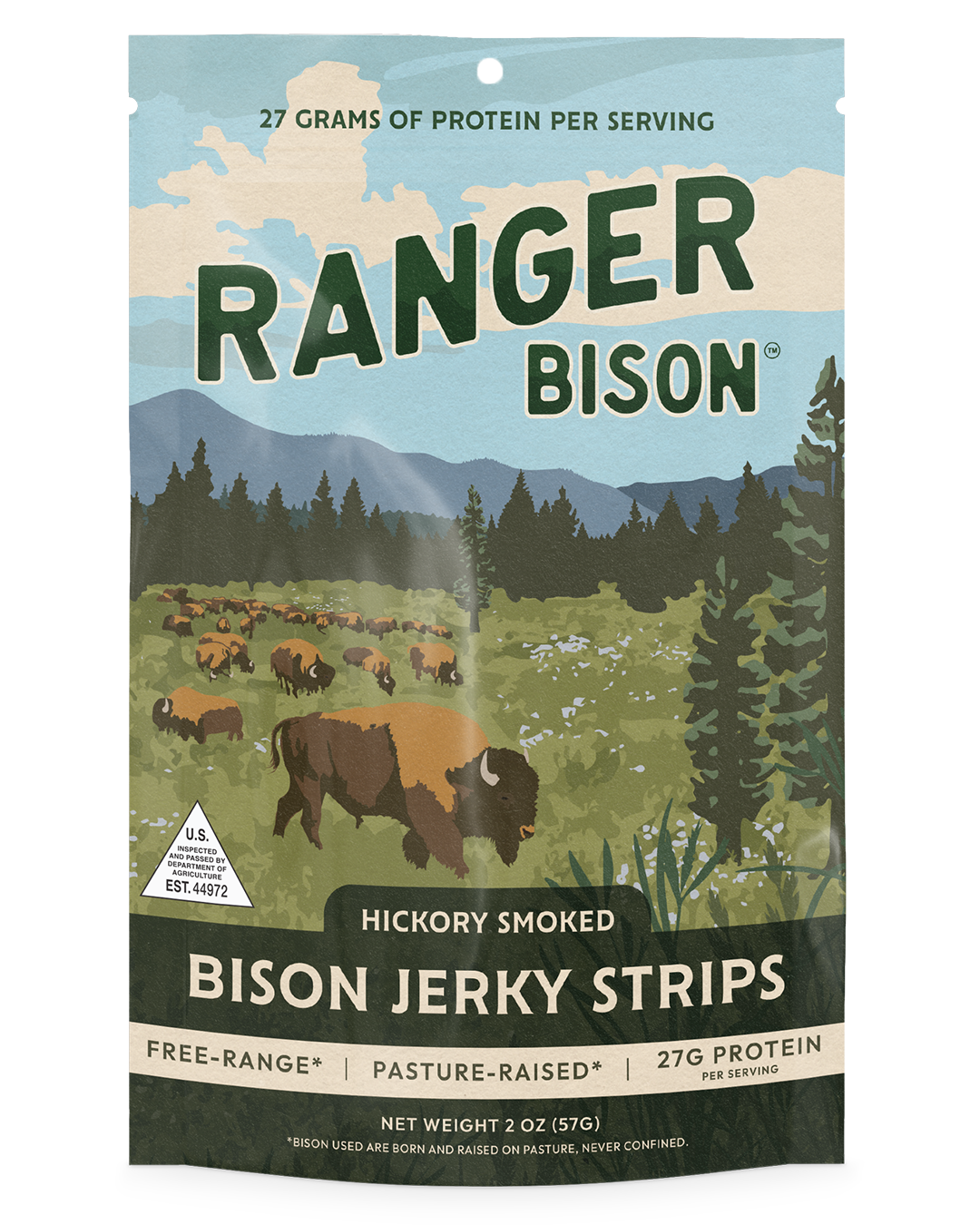 Hickory Smoked Bison Jerky Strips - Single Pack