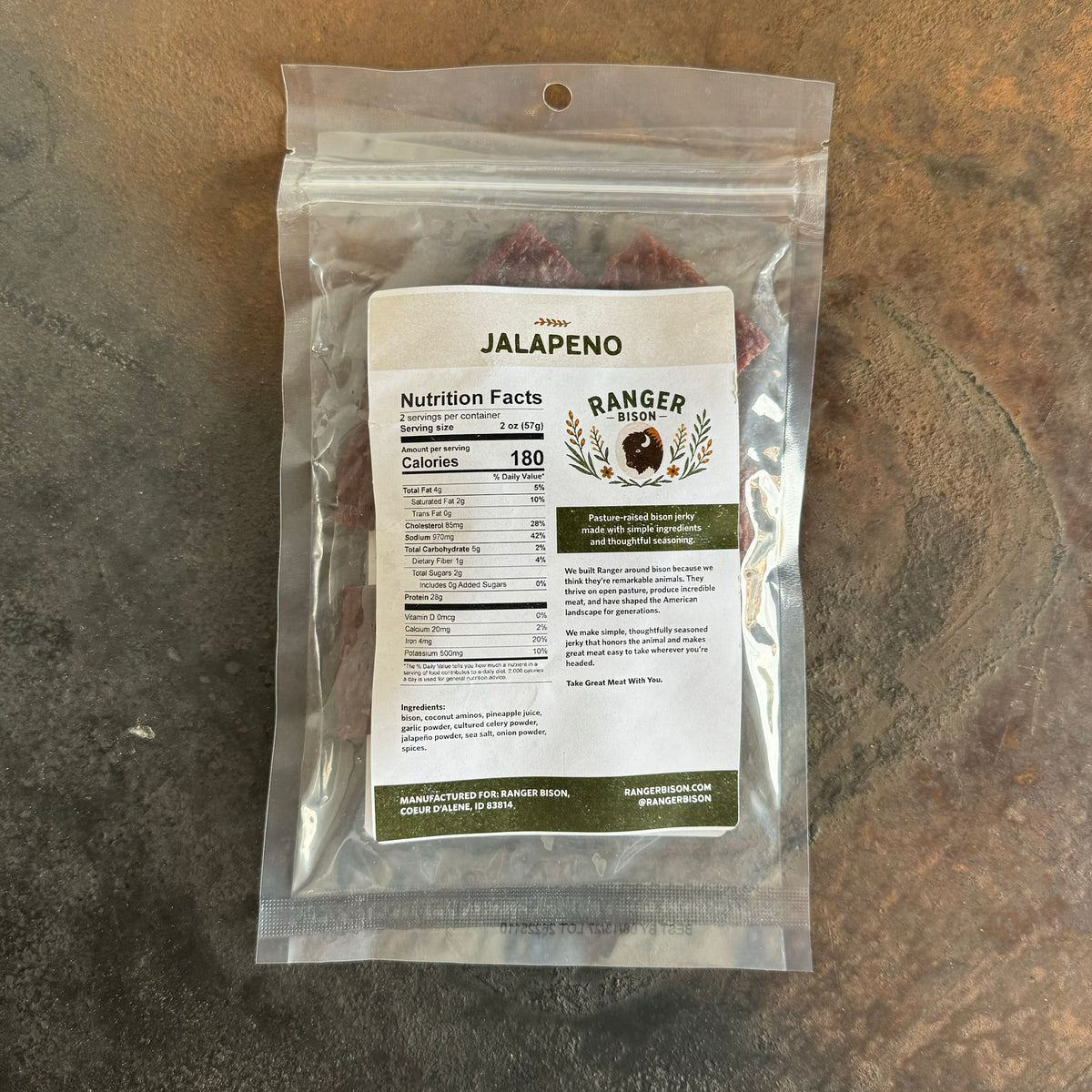 Jalapeño Bison Jerky Strips (4 oz)