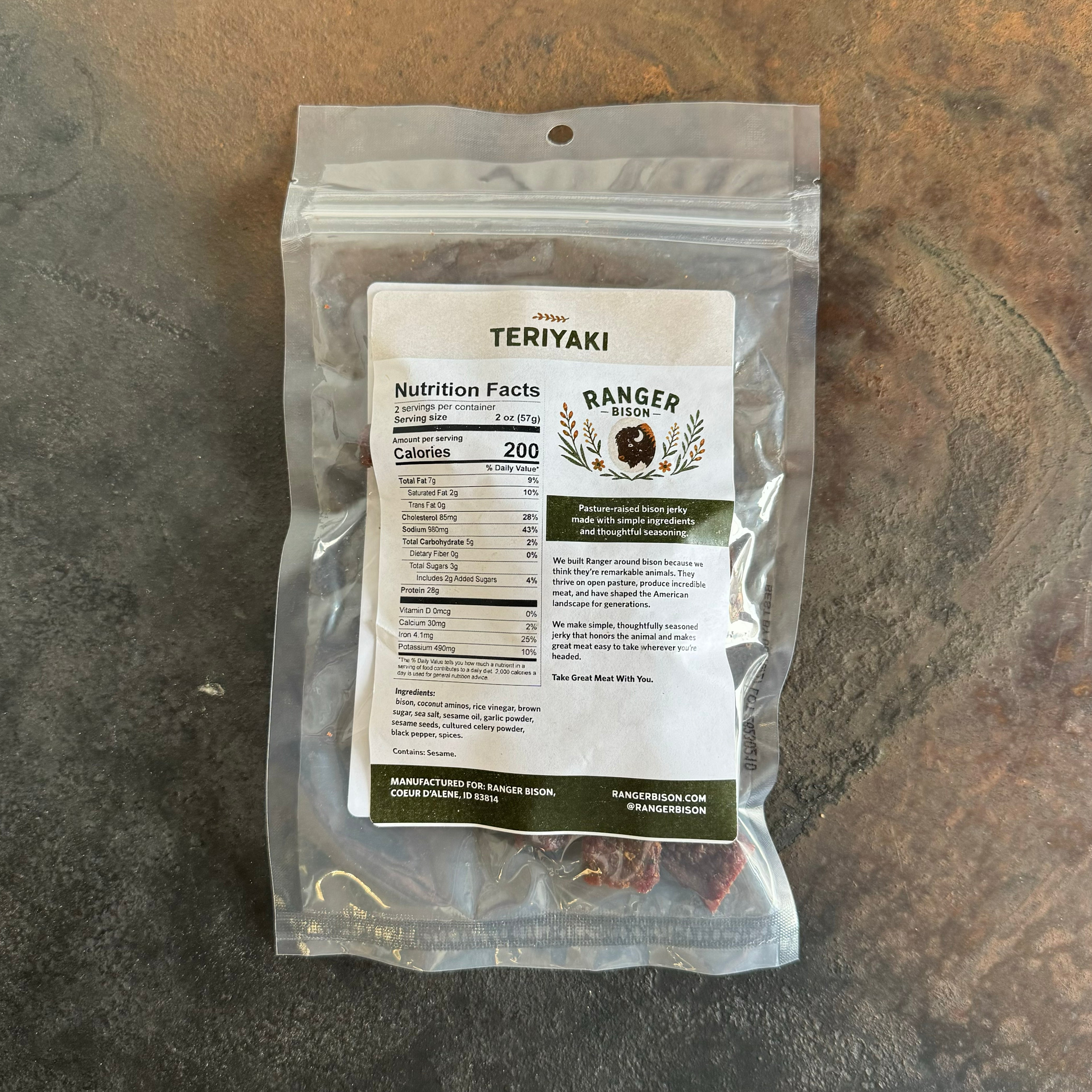 Teriyaki Bison Jerky Strips (4 oz)